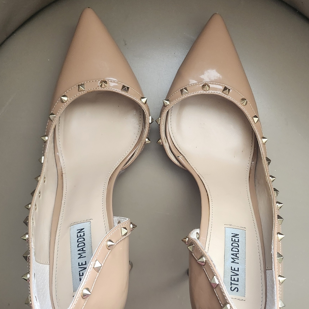 Steve Madden size 10M Brown Studded Velocity Camel Patent high heel Size 10M - Picture 6 of 9